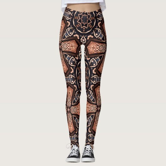 motifs d'art géométrique Leggings marron (Devant)