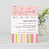 Motifs de Fun Twin Girl Baby shower Invitation (Debout devant)