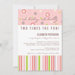 Motifs de Fun Twin Girl Baby shower Invitation