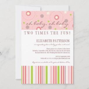 Motifs de Fun Twin Girl Baby shower Invitation