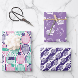 💜 Motifs de tennis violets sur feuilles de papier