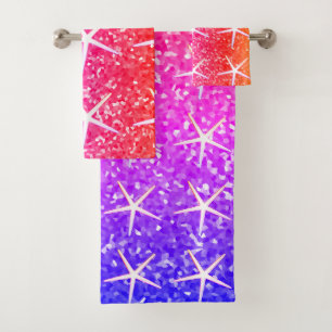 Motifs d'étoiles de mer scintillantes rose orange
