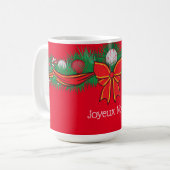 Motifs festifs - Joyeux Noël - Mug de café rouge (Devant gauche)