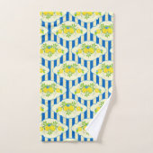 Motifs floraux citrons bleu et jaune d'été (Serviette à main)