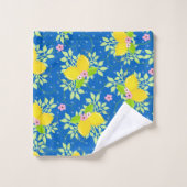 Motifs floraux citrons bleu et jaune d'été (Gant de toilette)