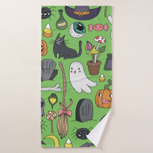 Motifs mignons dessinés à la main sans couture ave (Serviette de bain)