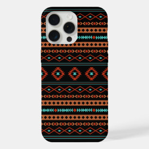 Motifs Mixtes Azteque Rouille Turquoise Noir