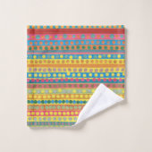 Motifs multicolores de points et de rayures (Gant de toilette)