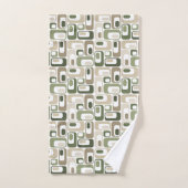 Motifs rétro sage vert olive beige  (Serviette à main)