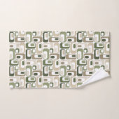 Motifs rétro sage vert olive beige  (Serviette à main)