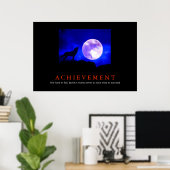 Motivatie Achievement Wolf Blue Moon Poster (Thuiskantoor)
