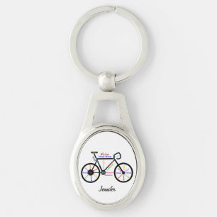 Motivatie Bike Words Bicycle Cycle Aangepaste naam Sleutelhanger