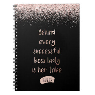 Motivatie BSS Lady Roos Gold Glitter Black Notitieboek