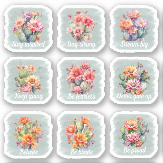 Motivatie Cacti Sticker Pack (Voorkant)