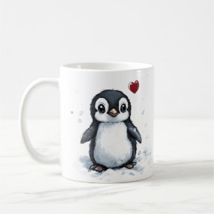 Motivatie cadeau, donzige pinguïn, vriendschap, koffiemok