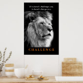 Motivatie Challenge Black White King Lion Poster (Keuken)
