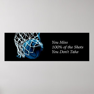 Motivatie Citaat Basketball Blue Black Poster