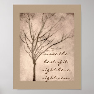motivatie citaat poster natuur kunst sepia boom