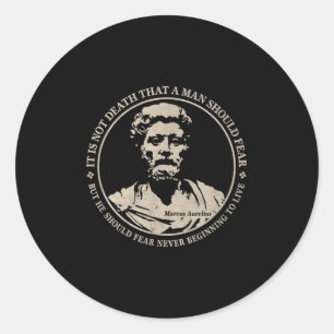Motivatie citaat van Marcus Aurelius over angst Ronde Sticker