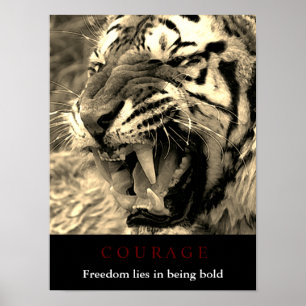 Motivatie Courage Tiger Freedom Sepia Poster