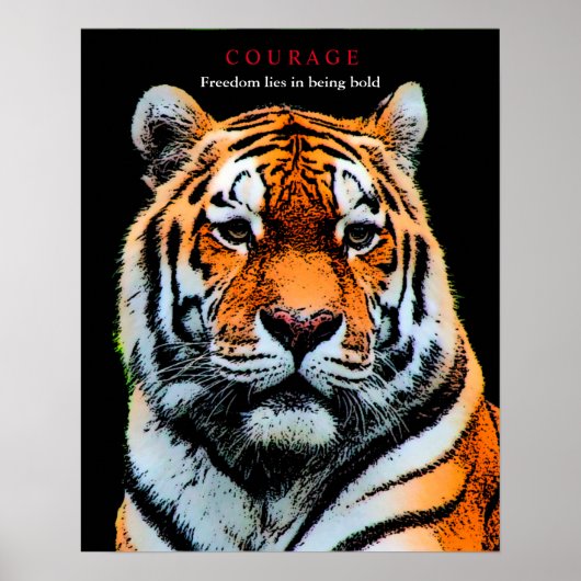Motivatie Courage Tiger Poster (Voorkant)