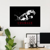Motivatie Courage Tiger Poster (Thuiskantoor)