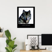 Motivatie Courage Wolf Face Head Poster (Thuiskantoor)