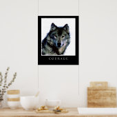 Motivatie Courage Wolf Face Head Poster (Keuken)