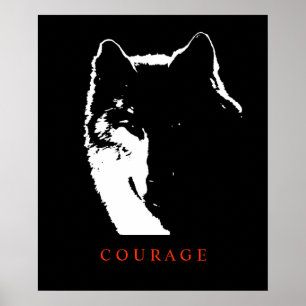 Motivatie Courage Wolf Pop Art Poster Print