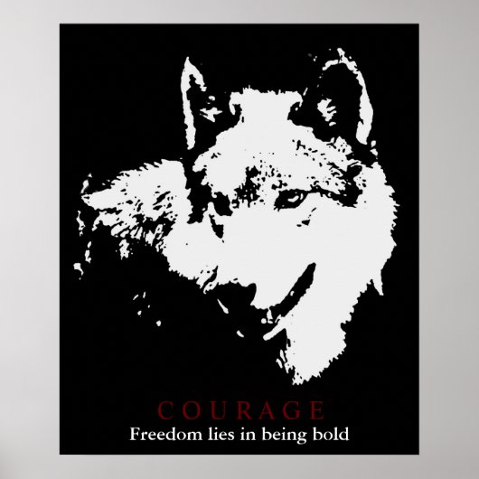 Motivatie Courage Wolf Poster (Voorkant)