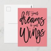 Motivatie dromen zijn je vleugels script koraal briefkaart (Voorkant / Achterkant)