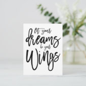 Motivatie dromen zijn je vleugels script wit briefkaart (Staand voorkant)