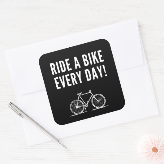 Motivatie fietsen vierkante sticker (Envelop)
