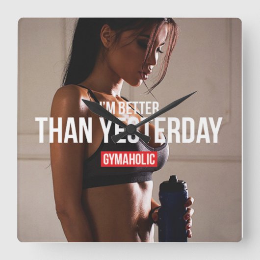 Motivatie fitness Gym Vierkante Klok (Voorkant)