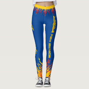 Motivatie Flames Goudgeel Script DEEP BLUE Leggings