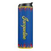 Motivatie Flames Goudgeel Script DEEP BLUE Thermosbeker (Gedraaid links)