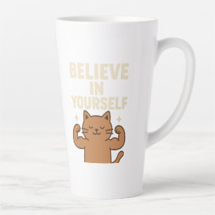 Motivatie Flexing Cat - "Geloof in jezelf" Latte Mok