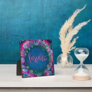 Motivatie Floral Blue Pink inspireert inspiratie Fotoplaat