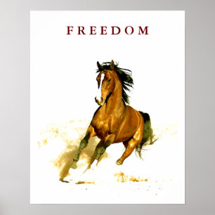 Motivatie Freedom Running Horse Poster