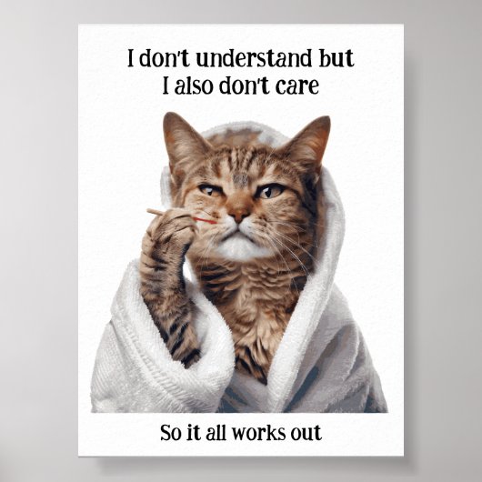 Motivatie Funny Inspirerend Cat Poster (Voorkant)