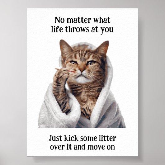 Motivatie Funny Inspirerend Cat Poster (Voorkant)