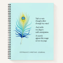 Motivatie gedicht voor schrijvers Peacock Quill Pe Notitieboek