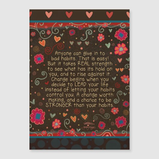 Motivatie gewoonten Floral Magnetische Kaart (Voorkant)