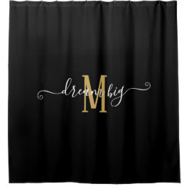 Motivatie Gezegde Dream Big Monogram Black Gold Douchegordijn
