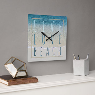 Motivatie golven van Turquoise Blue Ocean Surf Vierkante Klok