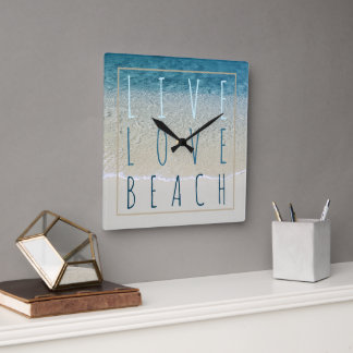 Motivatie golven van Turquoise Blue Ocean Surf Vierkante Klok