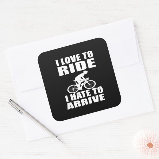 Motivatie grappige fietsquotes vierkante sticker (Envelop)