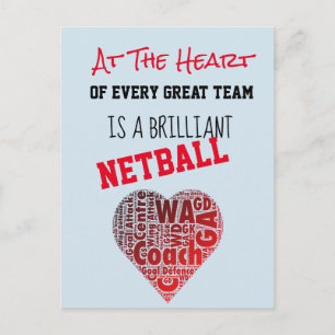 Motivatie Hart Netbal Coach Quote Briefkaart