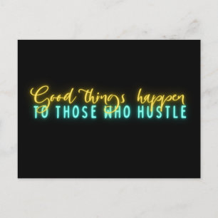 Motivatie Hustle Quote Neon Word Art Briefkaart