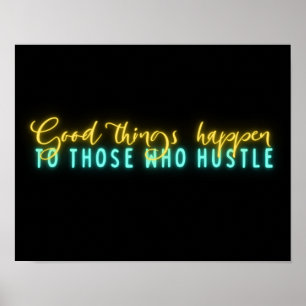 Motivatie Hustle Quote Neon Word Art Poster